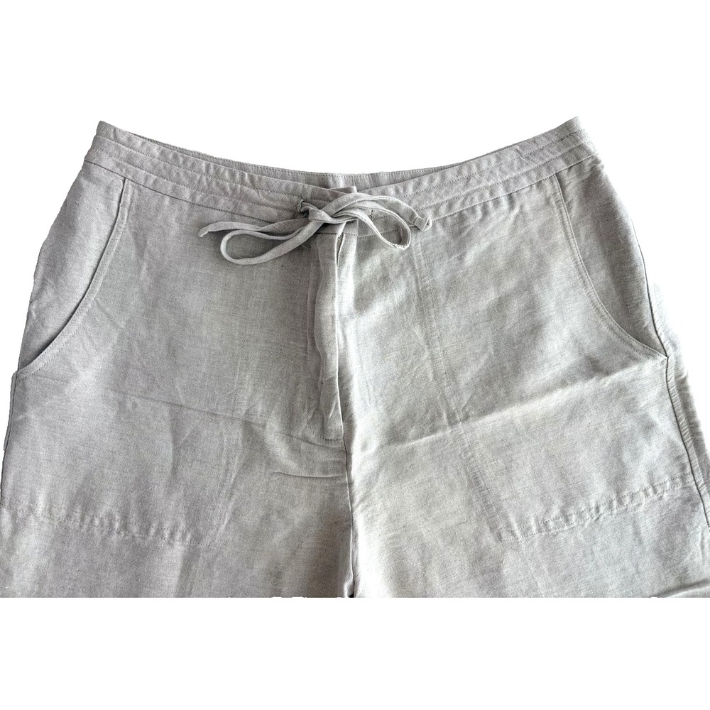 Emma James Pants Womens 16 Gray Drawstring Linen Rayon Blend Lightweight Pockets